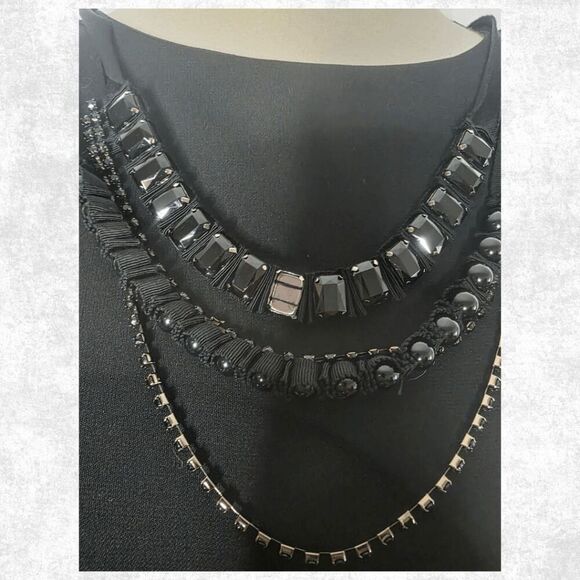 BCBGMAXAZRIA Black Draped Sheath Dress – M | Beaded Collar + Pockets | Luxe Glam - Picture 8 of 9